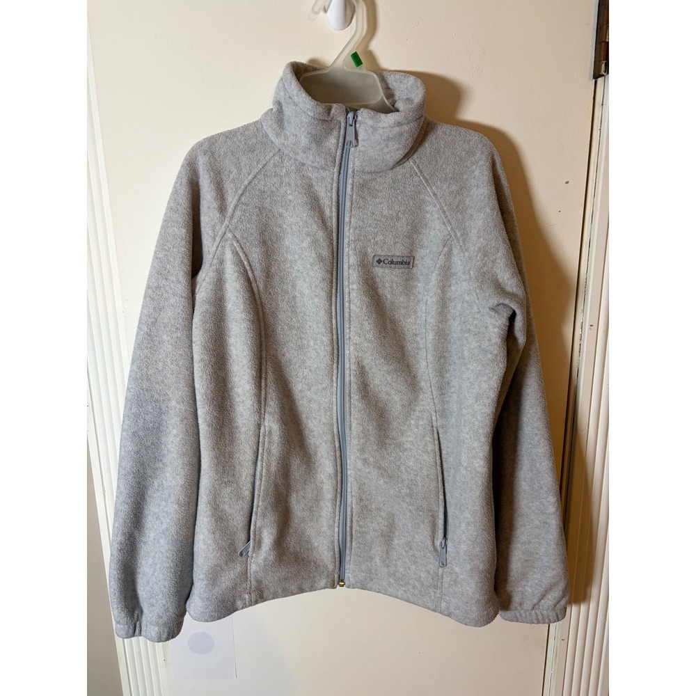 Columbia Benton Springs Full Zip Fleece Jacket Light Gray Heather Womens Small